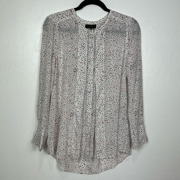 Donna Karan Tops - Donna Karan Silk Polka Dot Button Closure Long Sleeve Blouse Size M